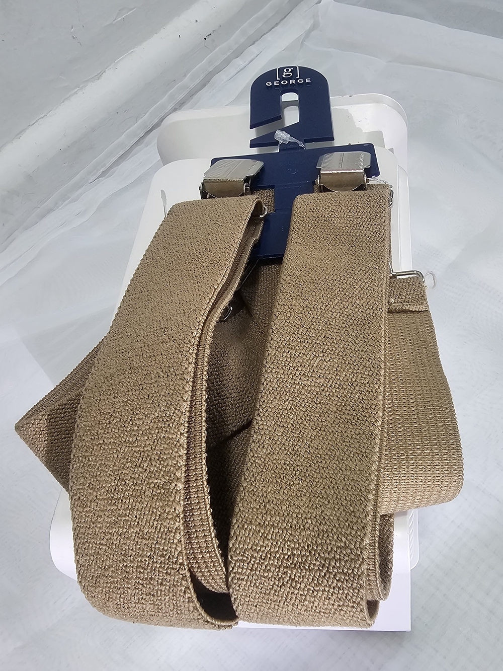 George Men's Tan Elastic Suspenders